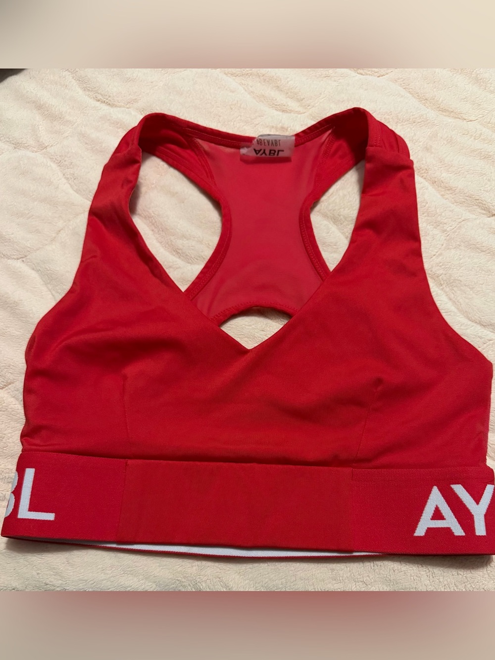 AYBL Red Racerback Sports Bra with Supportive Band